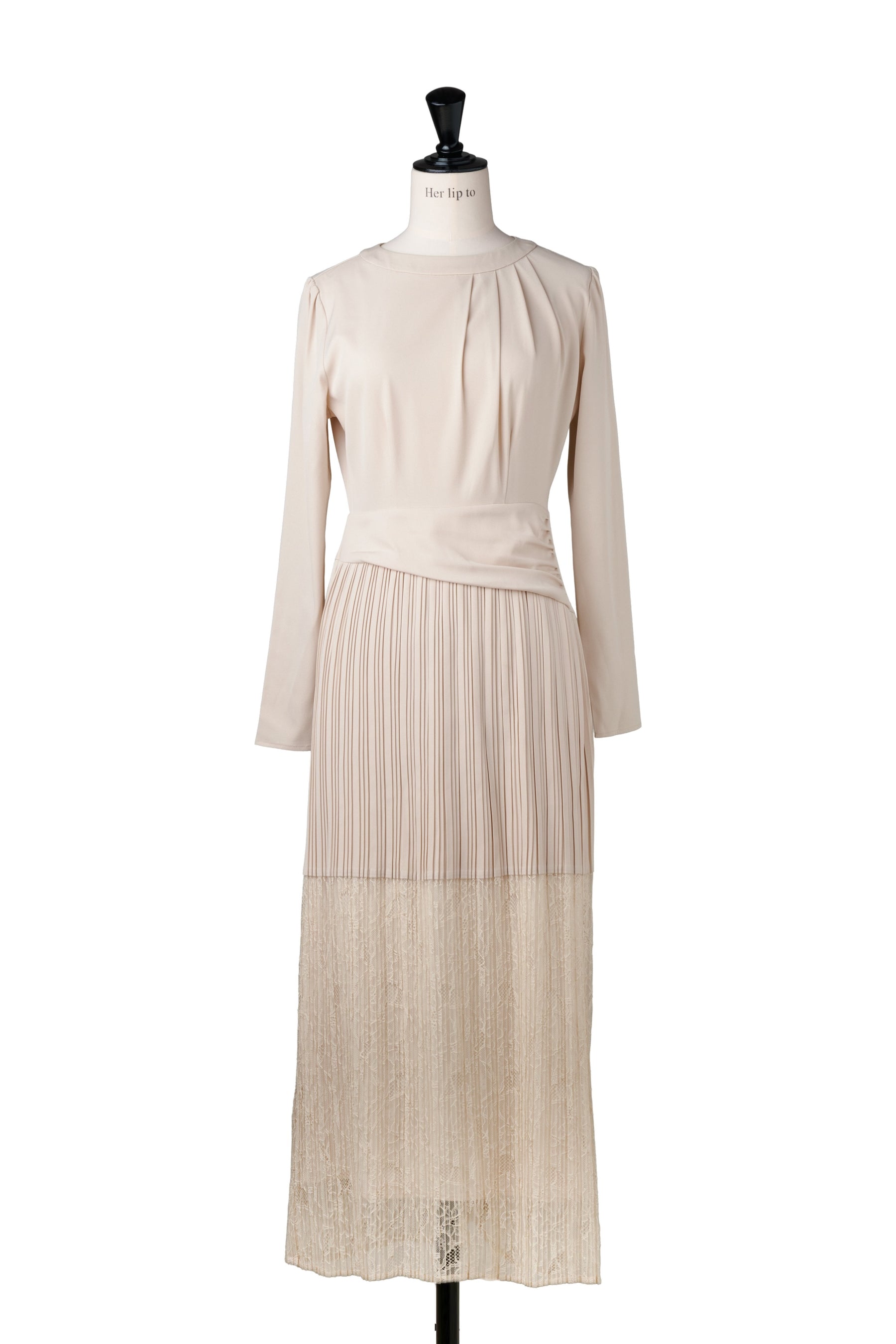 ［Essentia］Pleated Lace Docking Dress