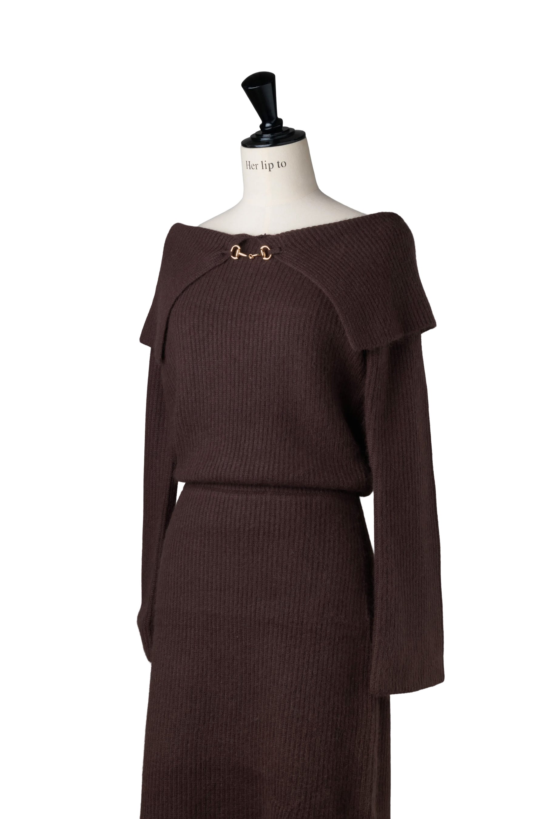 ［Essentia］Off-the-Shoulder Bit Knit Dress