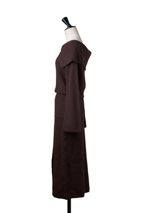 ［Essentia］Off-the-Shoulder Bit Knit Dress