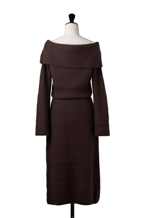 ［Essentia］Off-the-Shoulder Bit Knit Dress