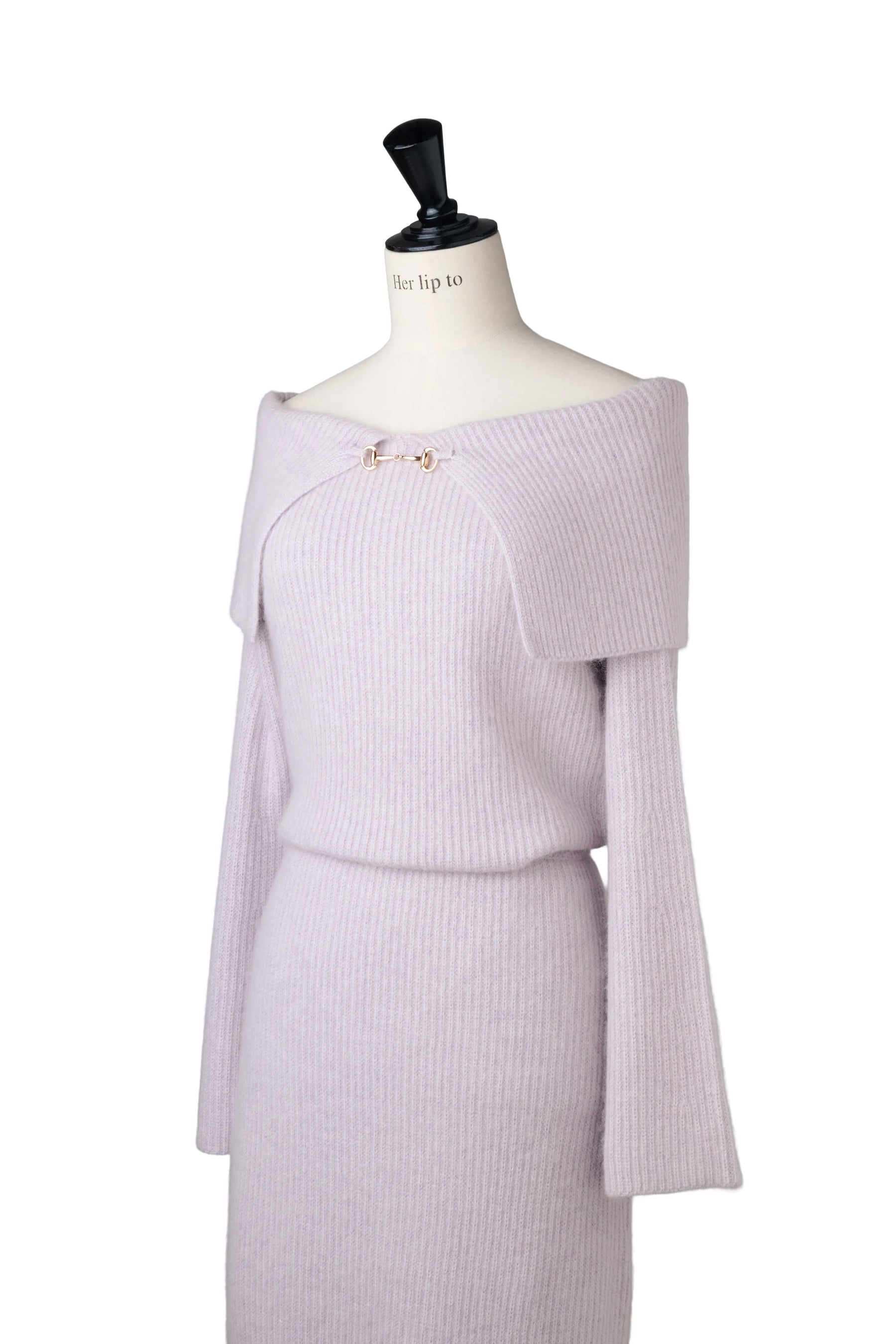 ［Essentia］Off-the-Shoulder Bit Knit Dress