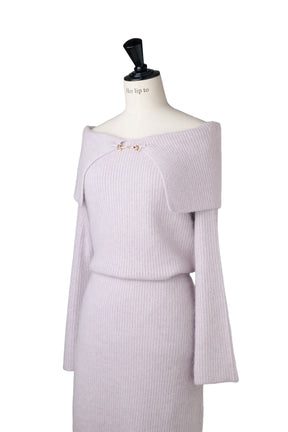 ［Essentia］Off-the-Shoulder Bit Knit Dress