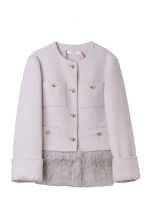 【10月中旬発送】Joana Faux Fur-Hem Wool Coat