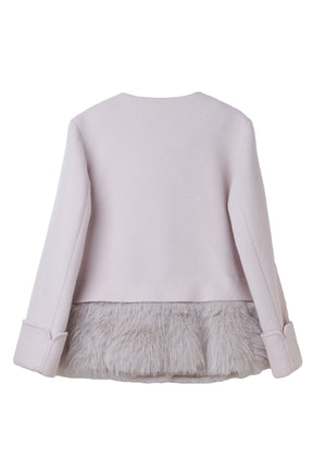 【10月中旬発送】Joana Faux Fur-Hem Wool Coat