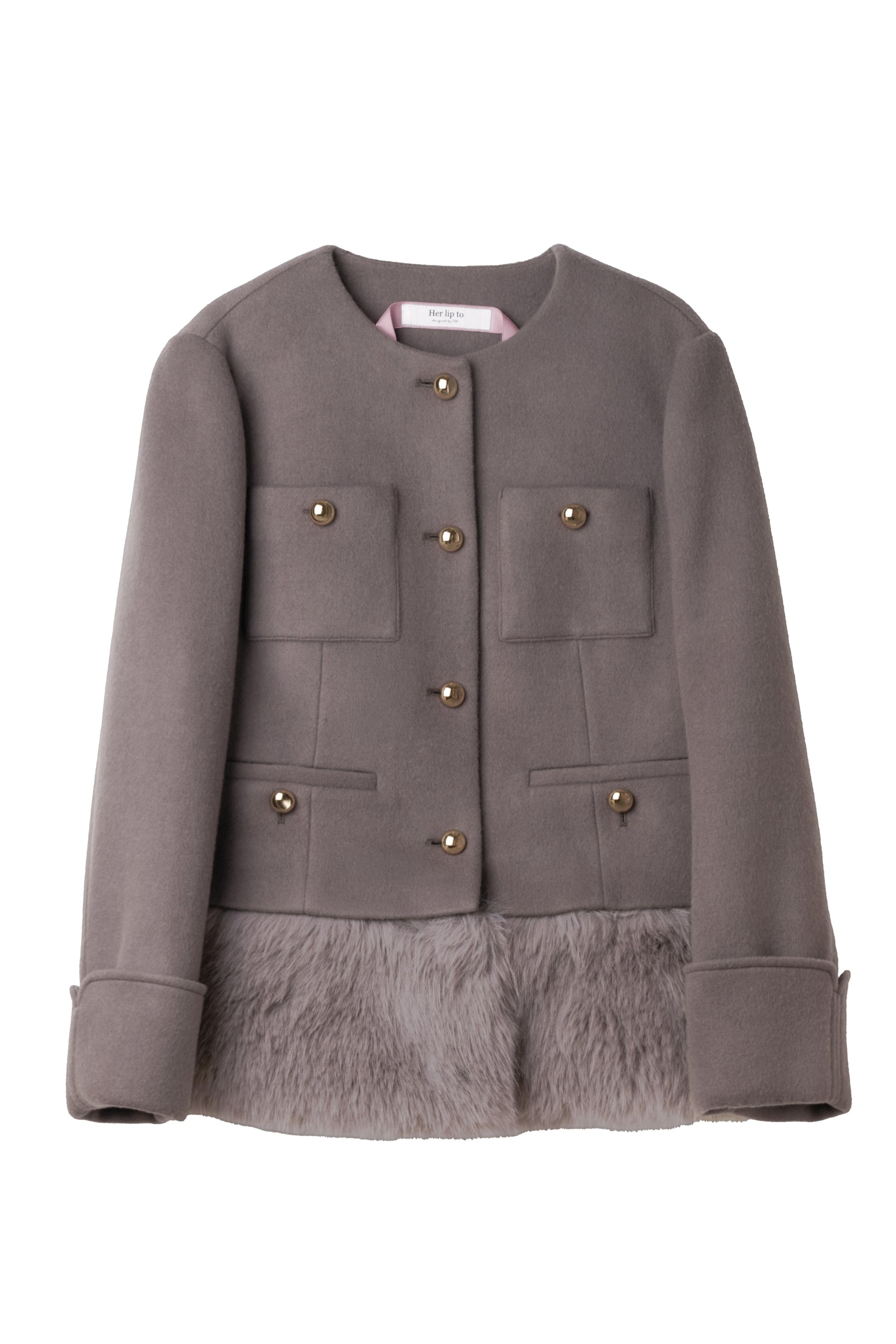 【10月中旬発送】Joana Faux Fur-Hem Wool Coat