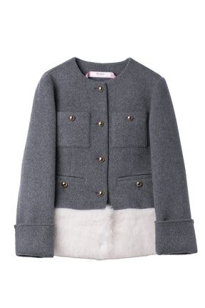 【10月中旬発送】Joana Faux Fur-Hem Wool Coat
