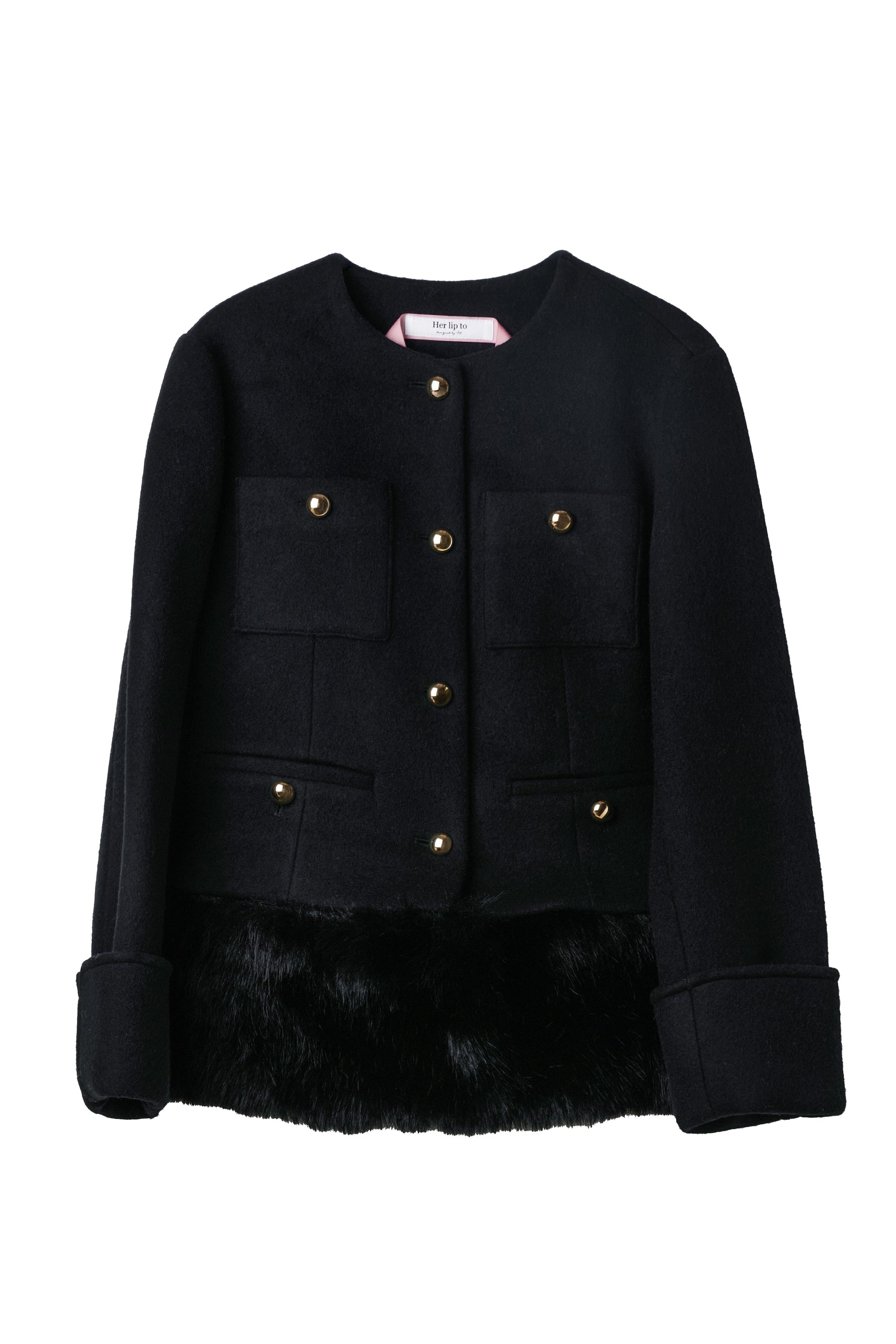 【10月中旬発送】Joana Faux Fur-Hem Wool Coat