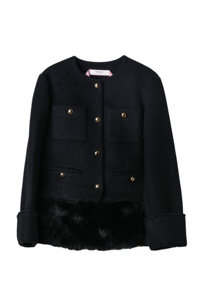 【10月中旬発送】Joana Faux Fur-Hem Wool Coat