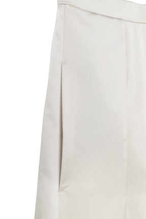 Satin Tucked Flared Skirt