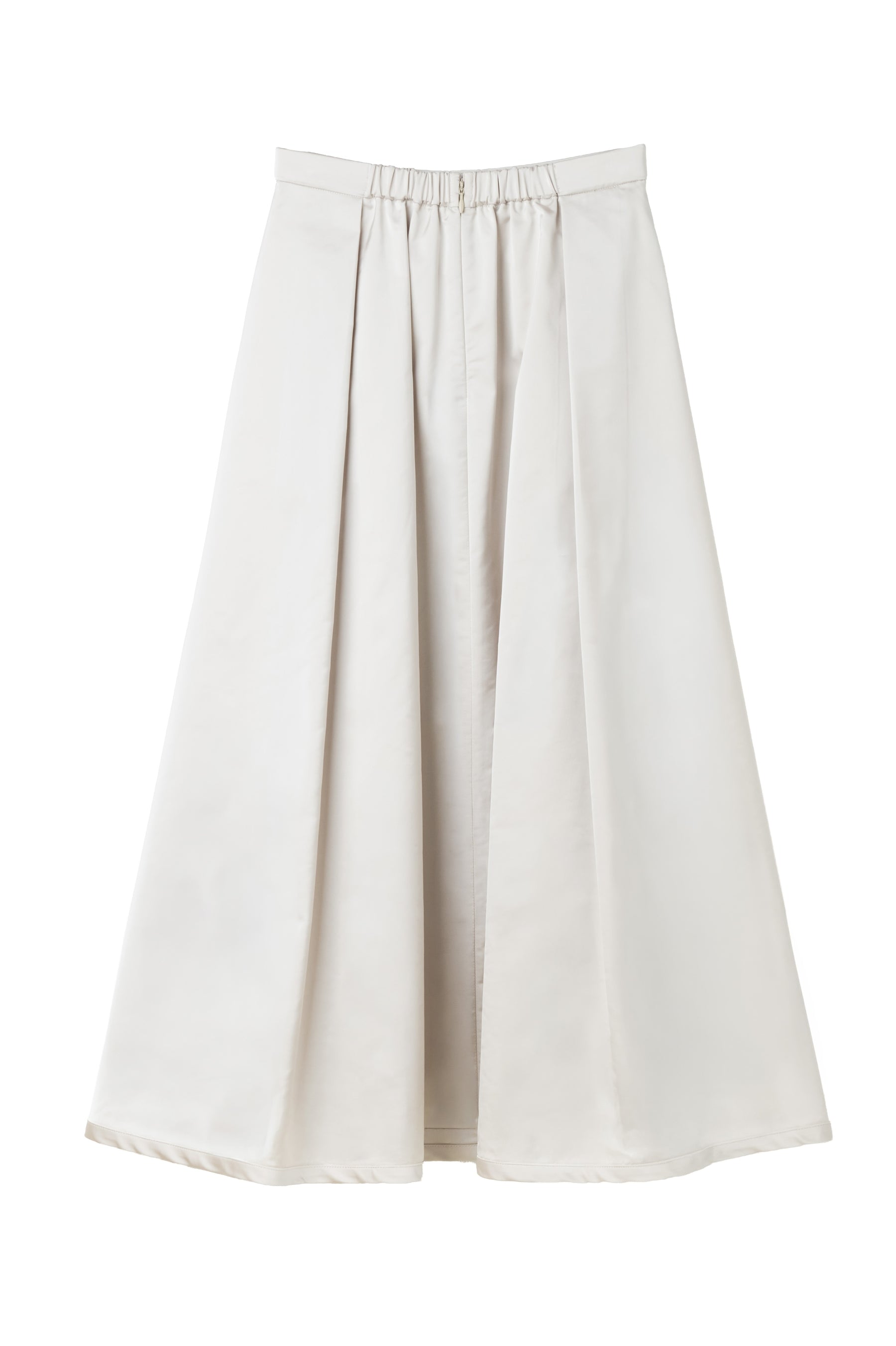 Satin Tucked Flared Skirt