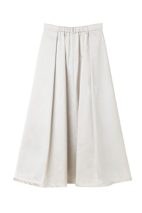 Satin Tucked Flared Skirt