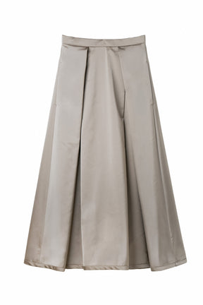 Satin Tucked Flared Skirt