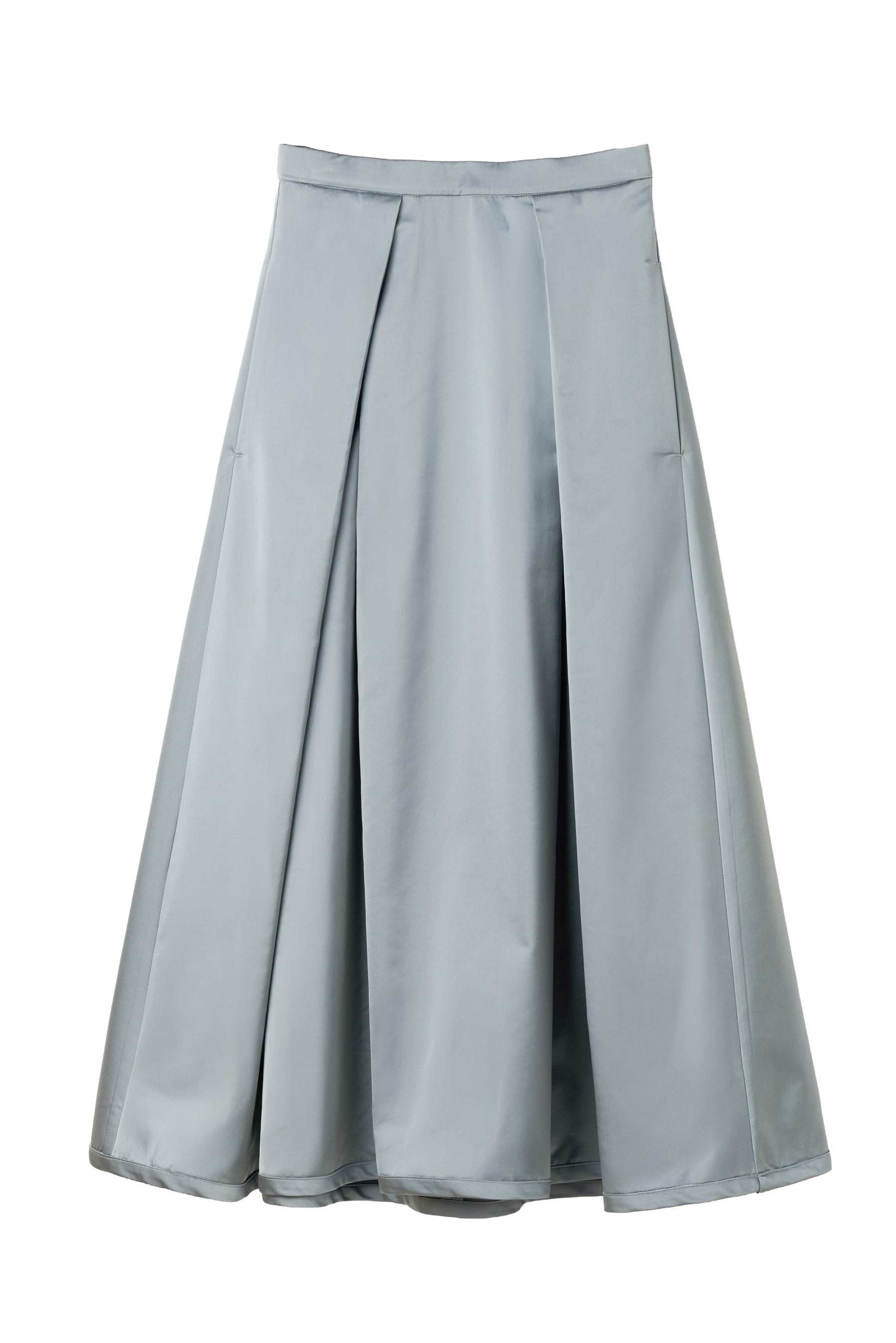 Satin Tucked Flared Skirt