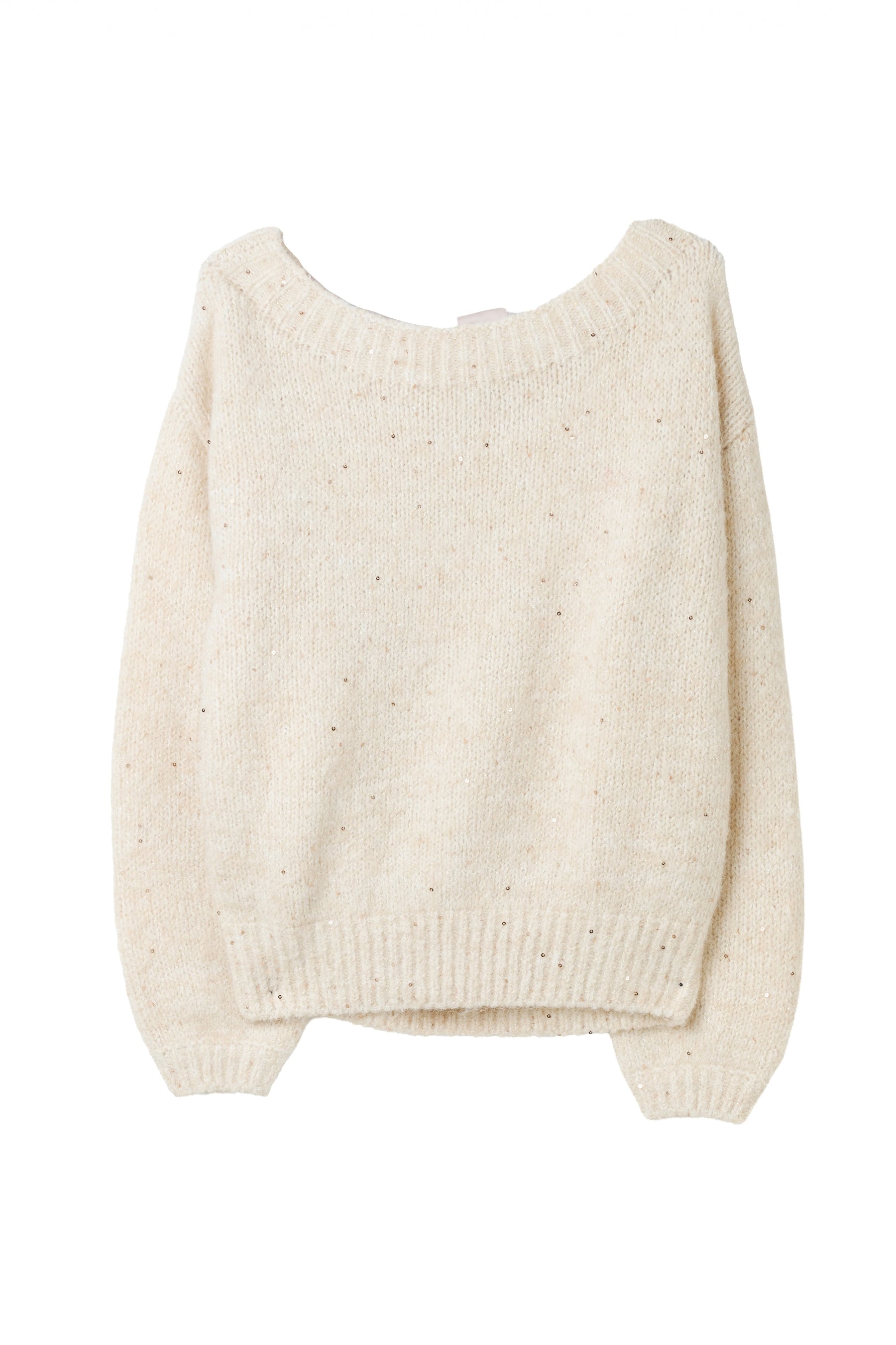 Back-Ribbon Twinkle Knit Top