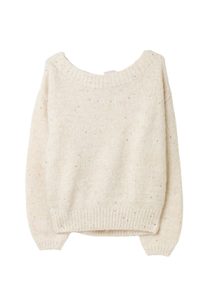 Back-Ribbon Twinkle Knit Top