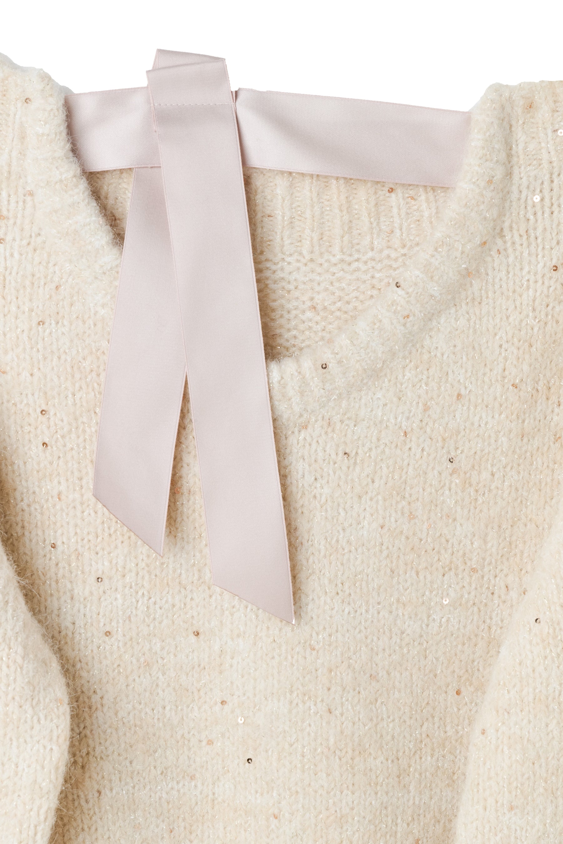 Back-Ribbon Twinkle Knit Top
