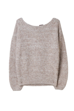 Back-Ribbon Twinkle Knit Top