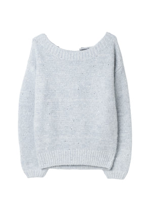 Back-Ribbon Twinkle Knit Top