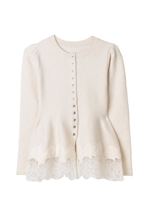 Elin Lace-Hem Cardigan