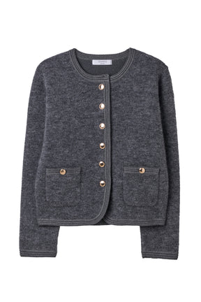 ［Essentia］Gold Emblem Button Knit Jacket