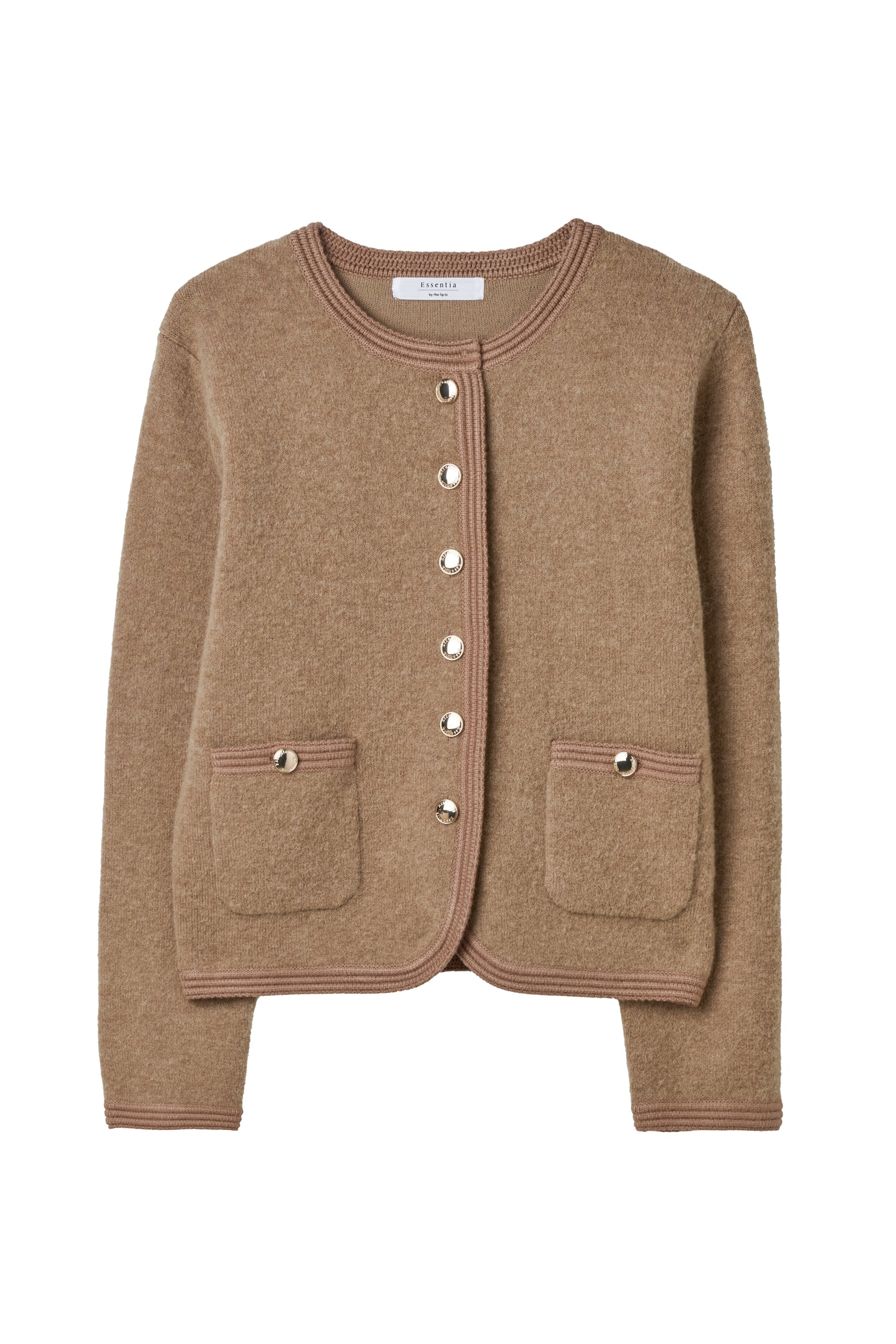 ［Essentia］Gold Emblem Button Knit Jacket