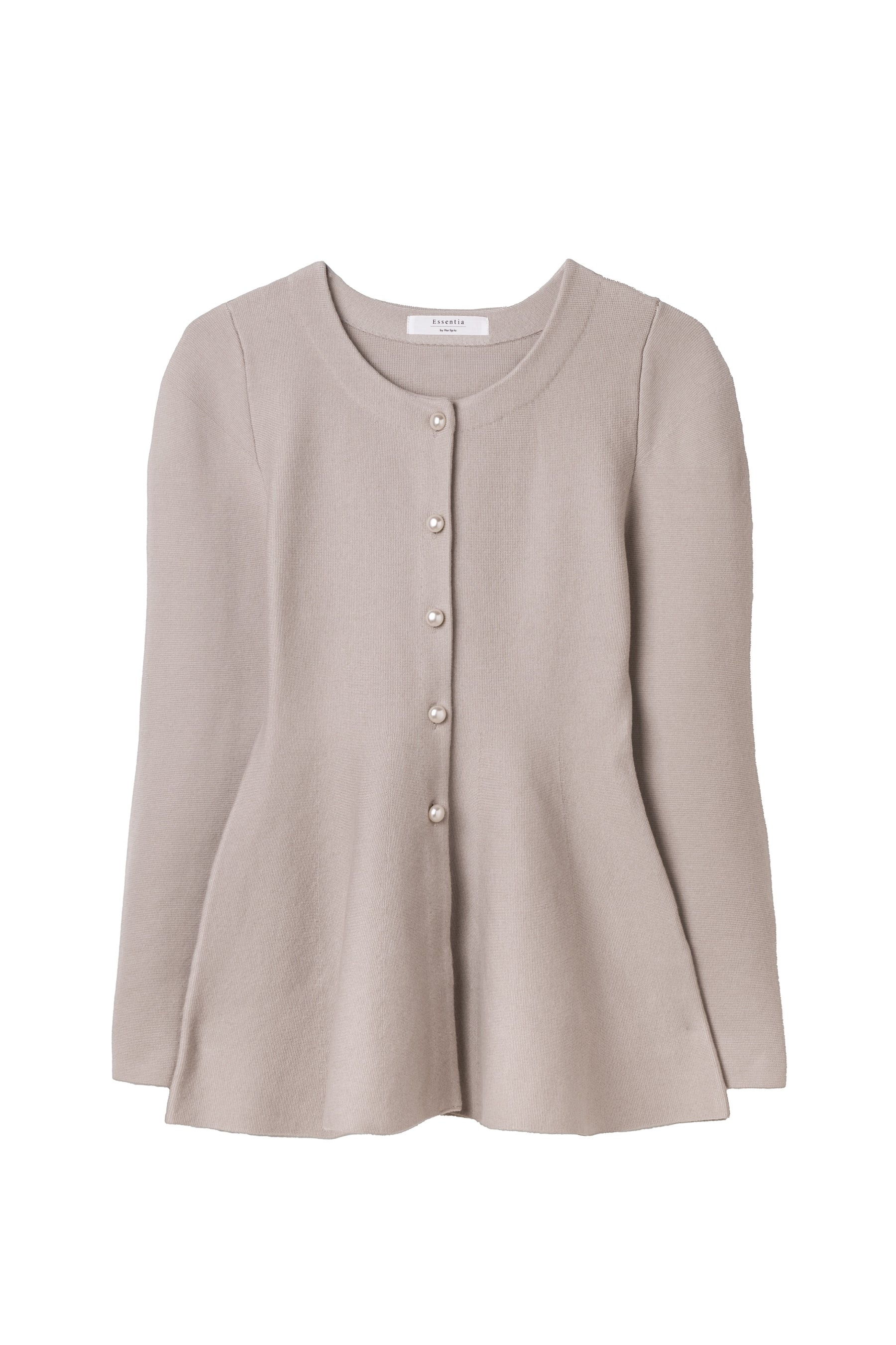 ［Essentia］Curved-Sleeve Peplum Knit Jacket