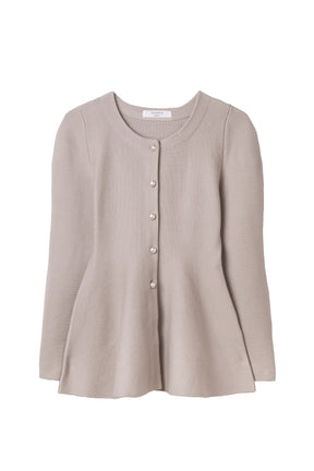 ［Essentia］Curved-Sleeve Peplum Knit Jacket