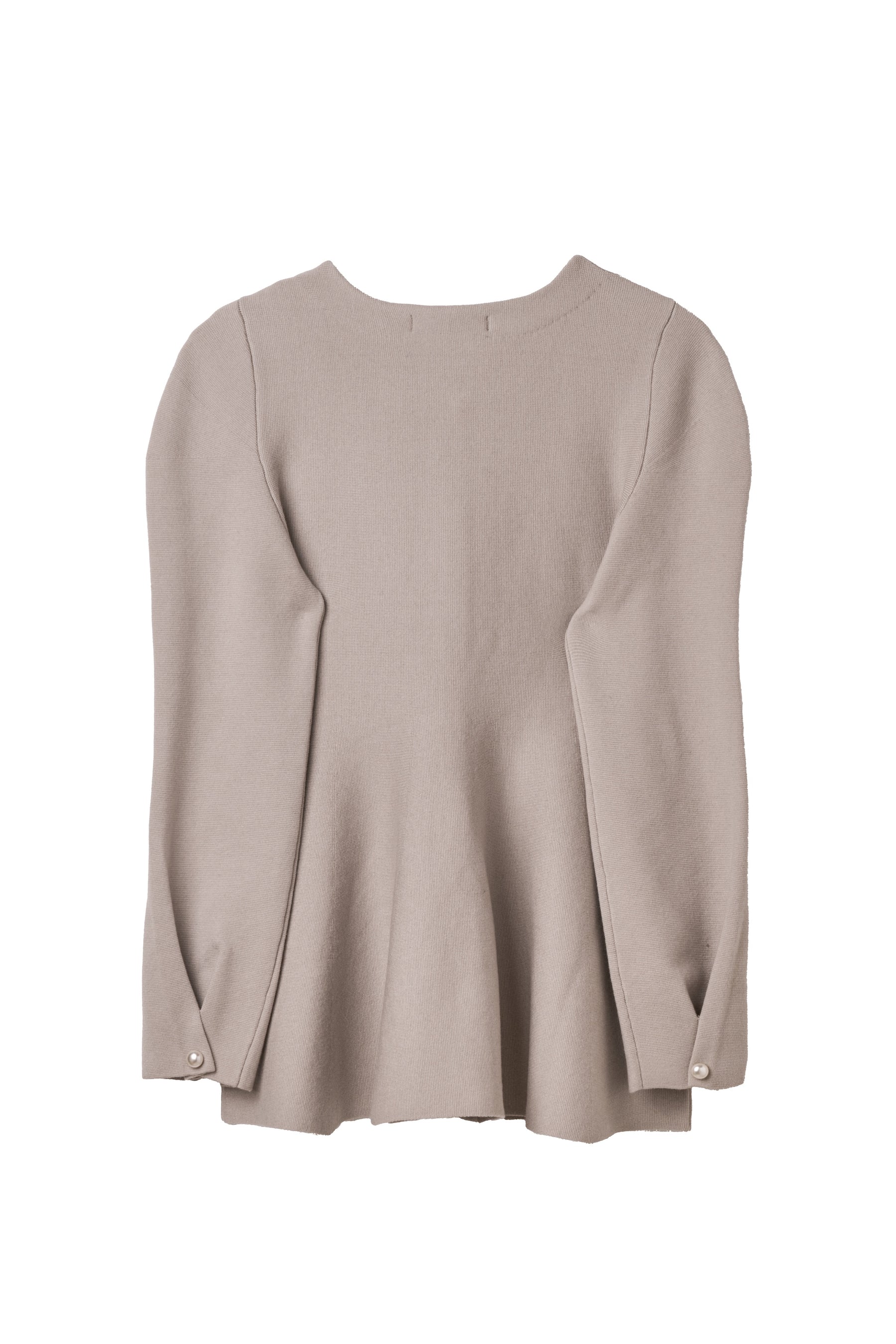 ［Essentia］Curved-Sleeve Peplum Knit Jacket