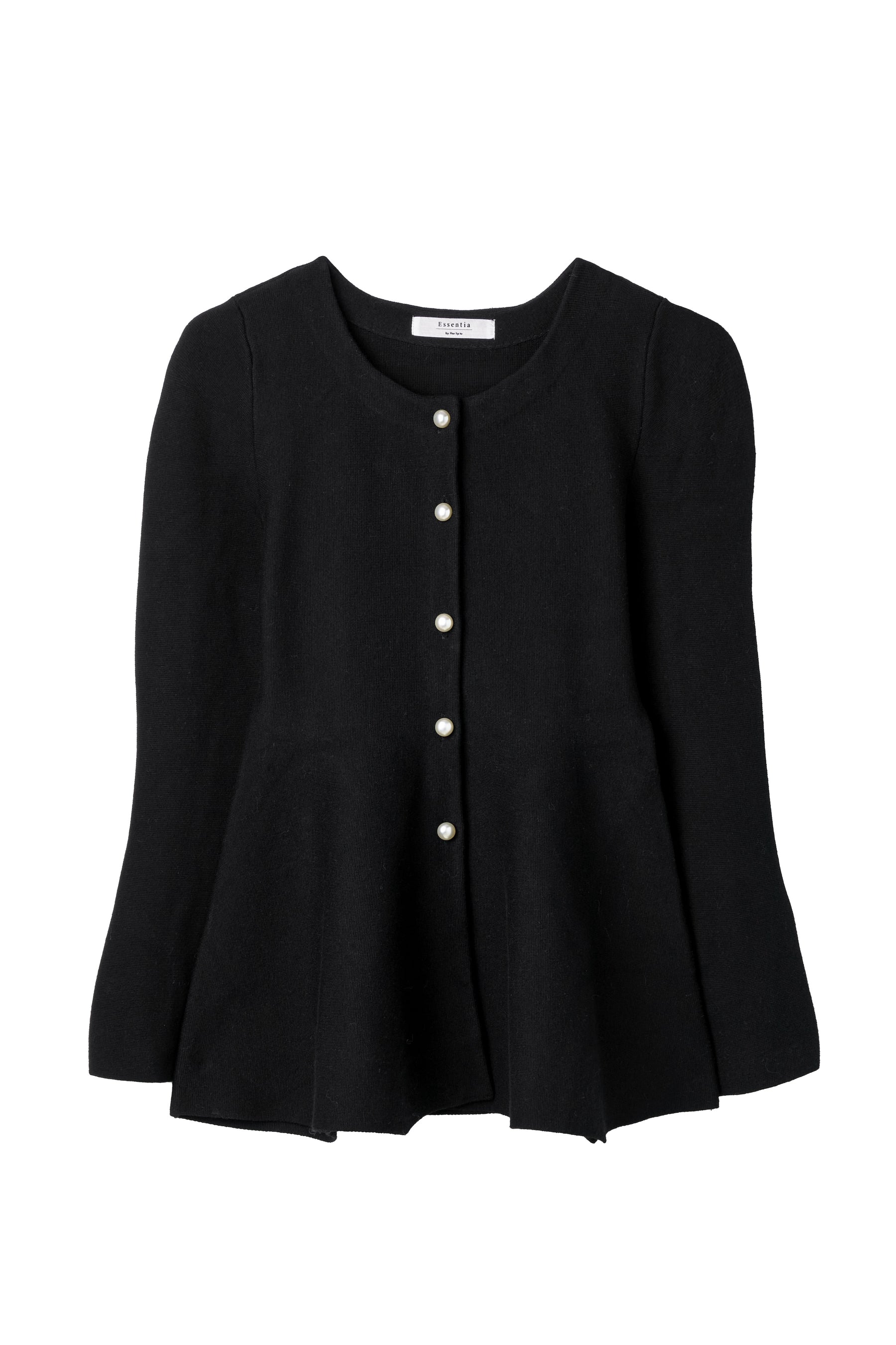 ［Essentia］Curved-Sleeve Peplum Knit Jacket