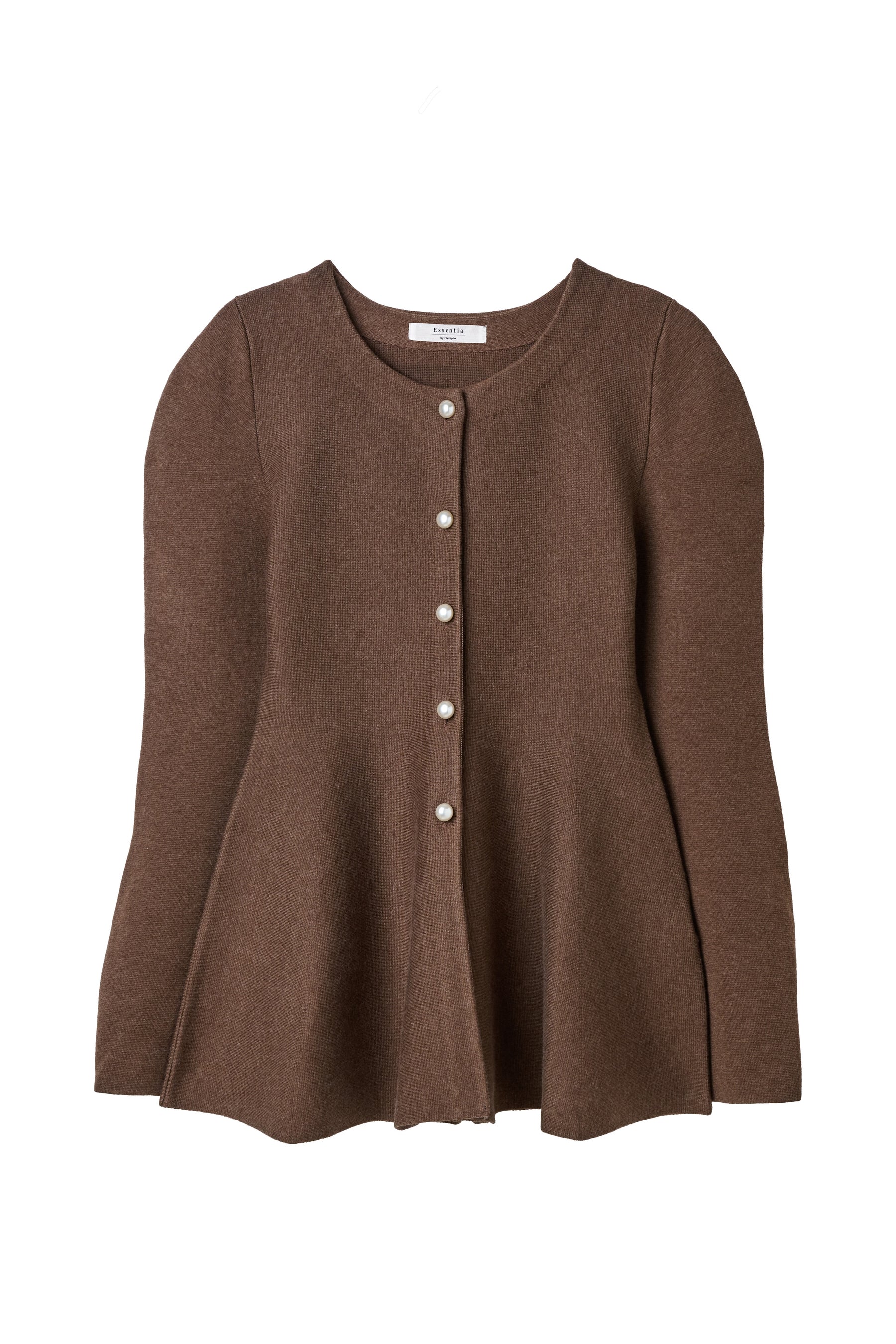 ［Essentia］Curved-Sleeve Peplum Knit Jacket