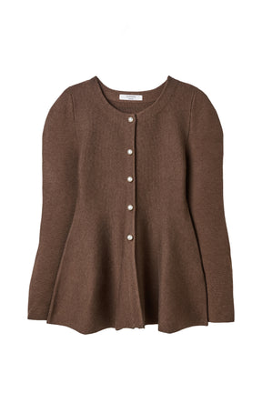 ［Essentia］Curved-Sleeve Peplum Knit Jacket