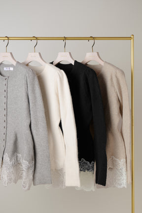 Elin Lace-Hem Cardigan