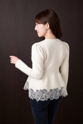 Elin Lace-Hem Cardigan