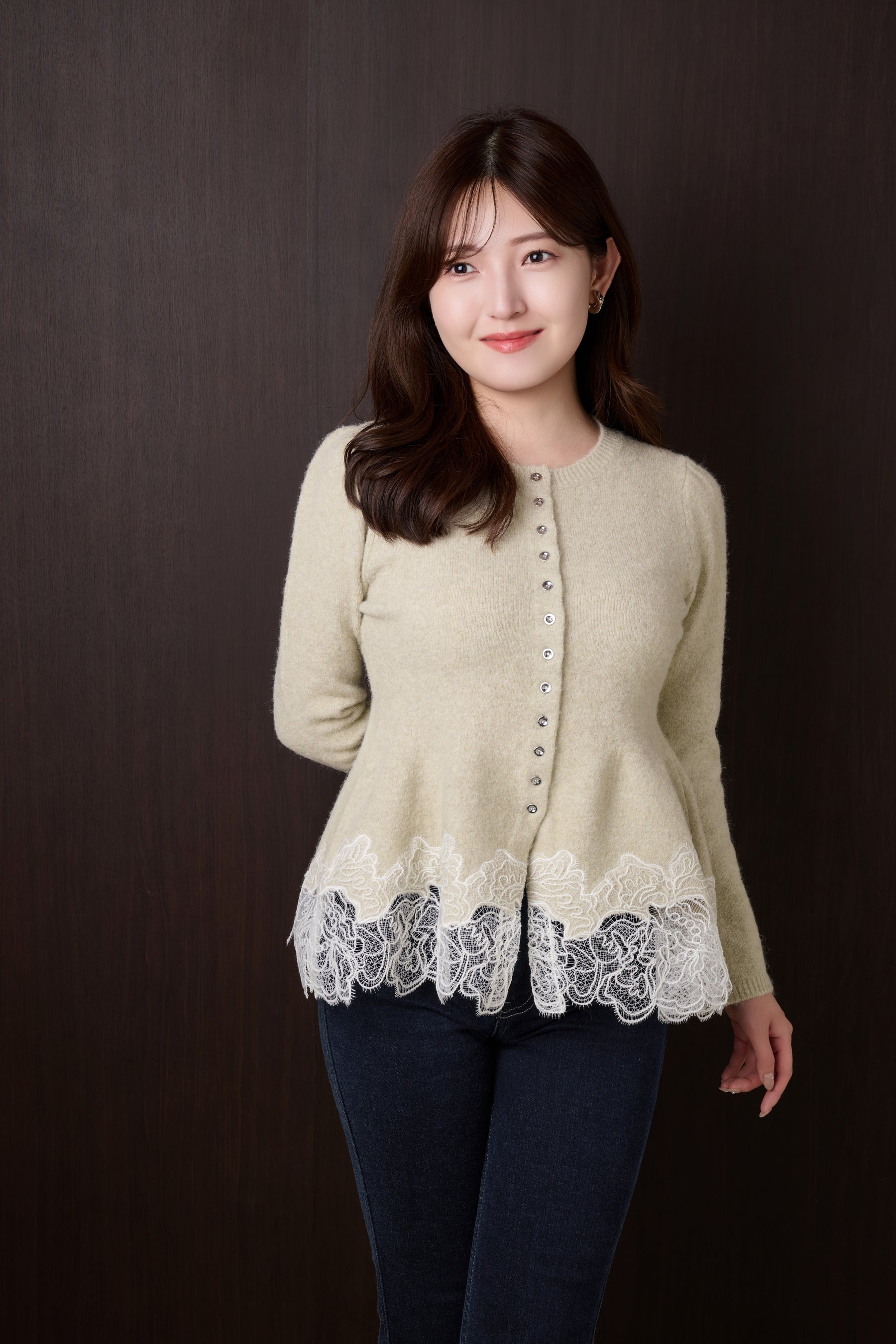 Elin Lace-Hem Cardigan