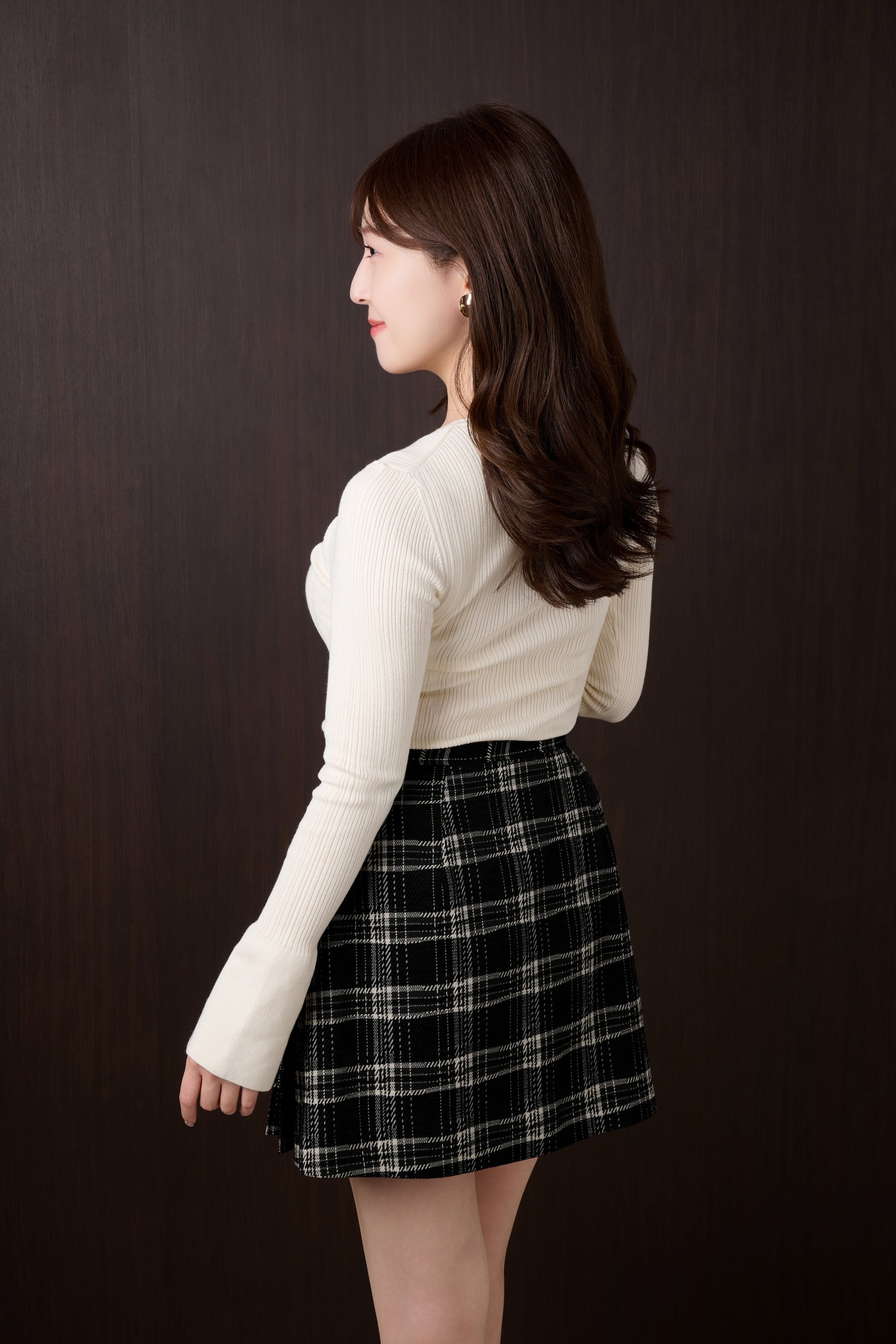 Side-Pleat Check Mini Skirt