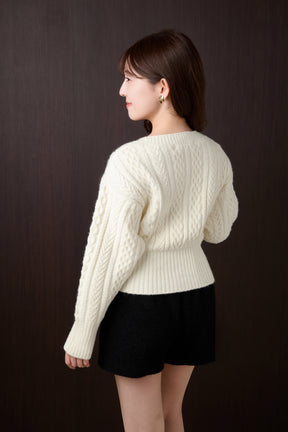 Plume Cable-Knit Cardigan