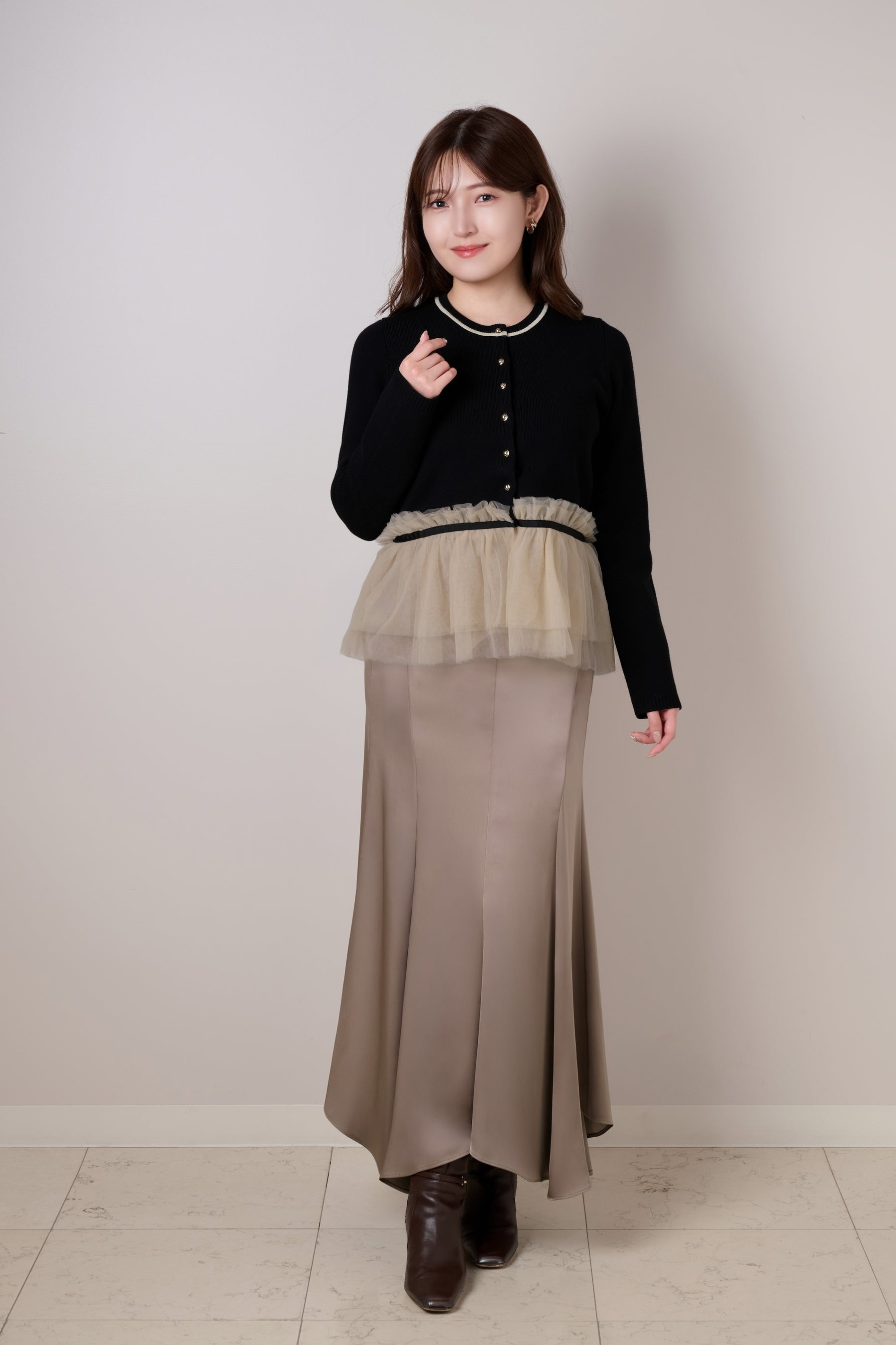 Daria Tulle Frill Knit Cardigan