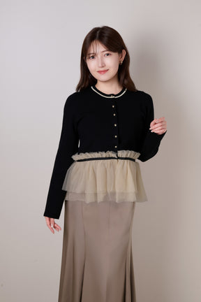 Daria Tulle Frill Knit Cardigan