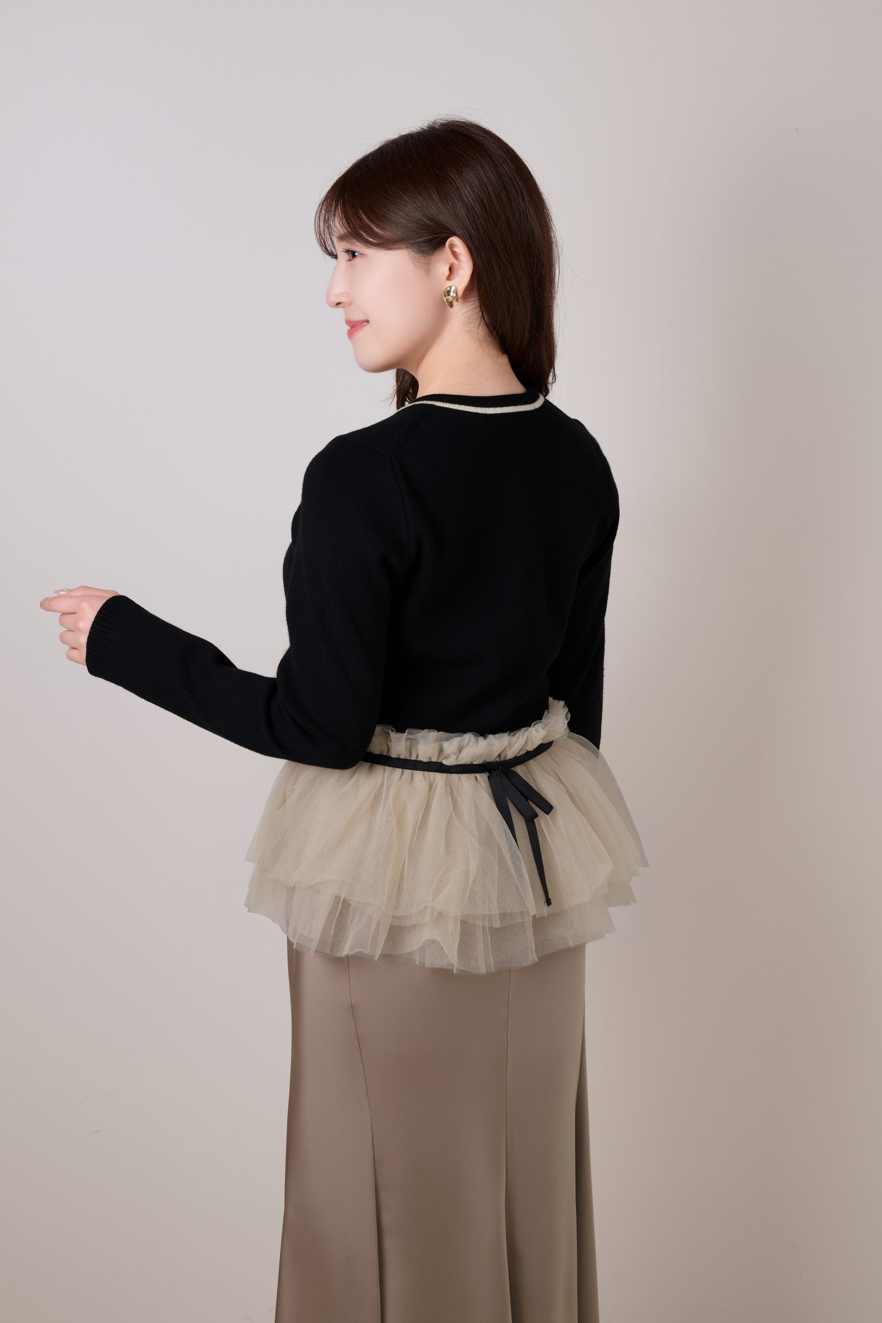 Daria Tulle Frill Knit Cardigan