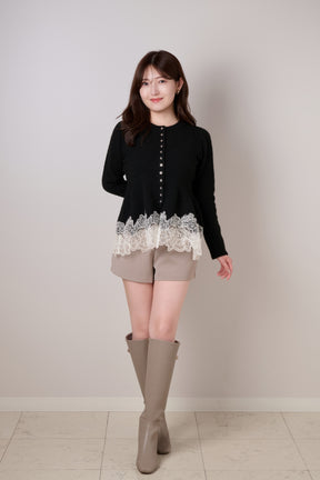 Elin Lace-Hem Cardigan