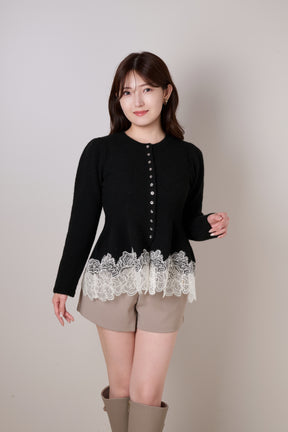 Elin Lace-Hem Cardigan