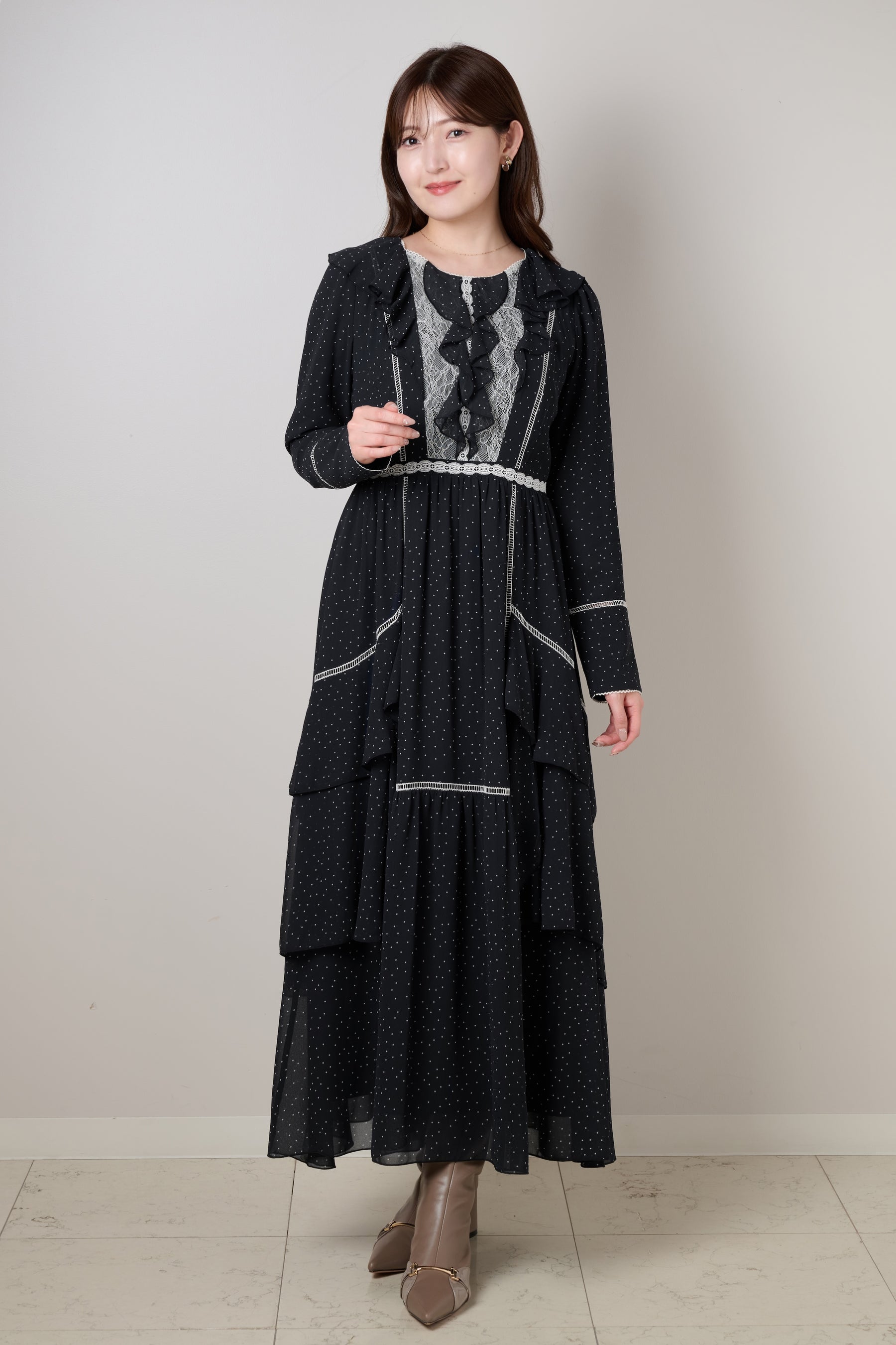 Vivica Polka-Dot Ruffled Dress