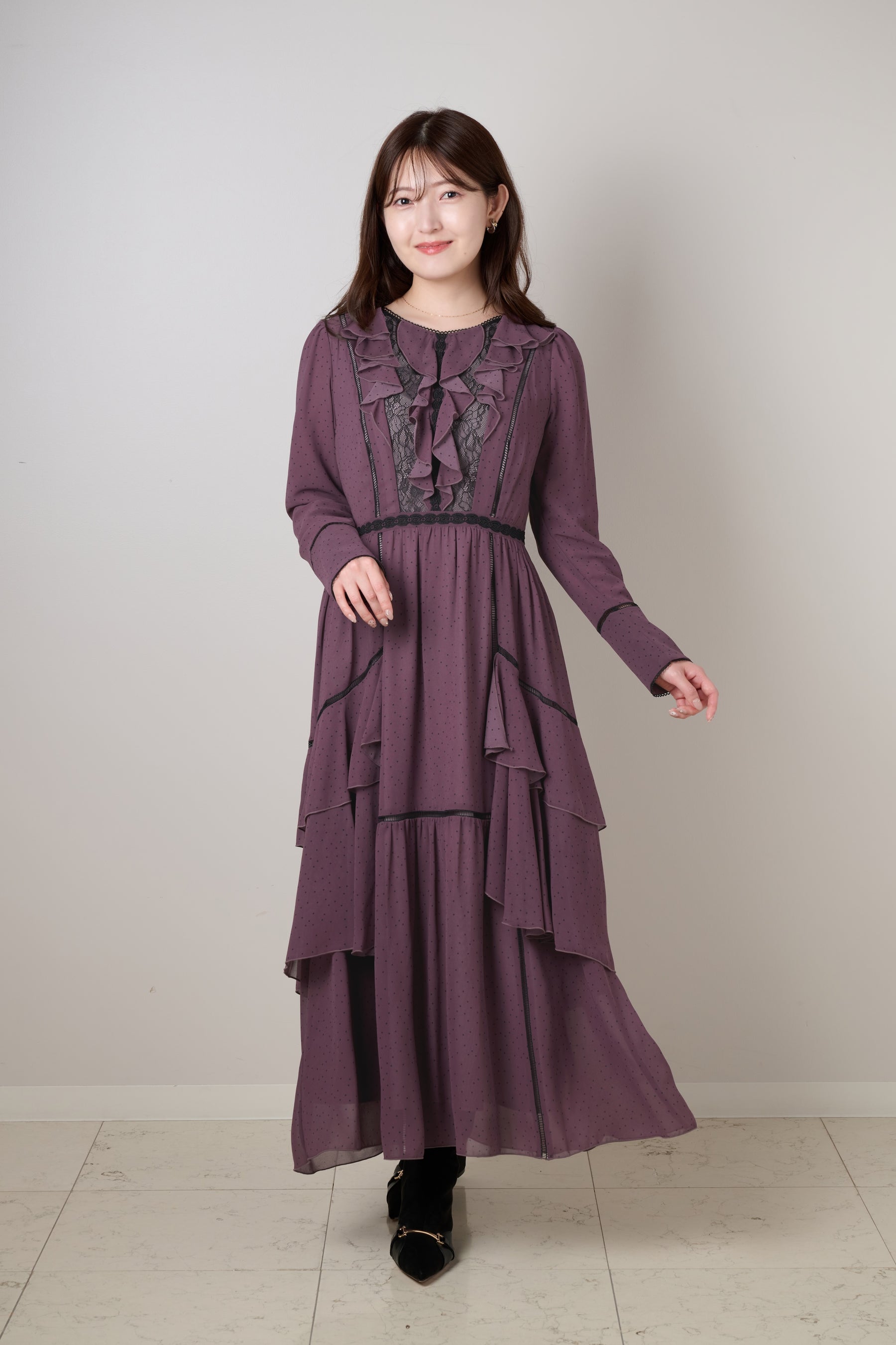 Vivica Polka-Dot Ruffled Dress