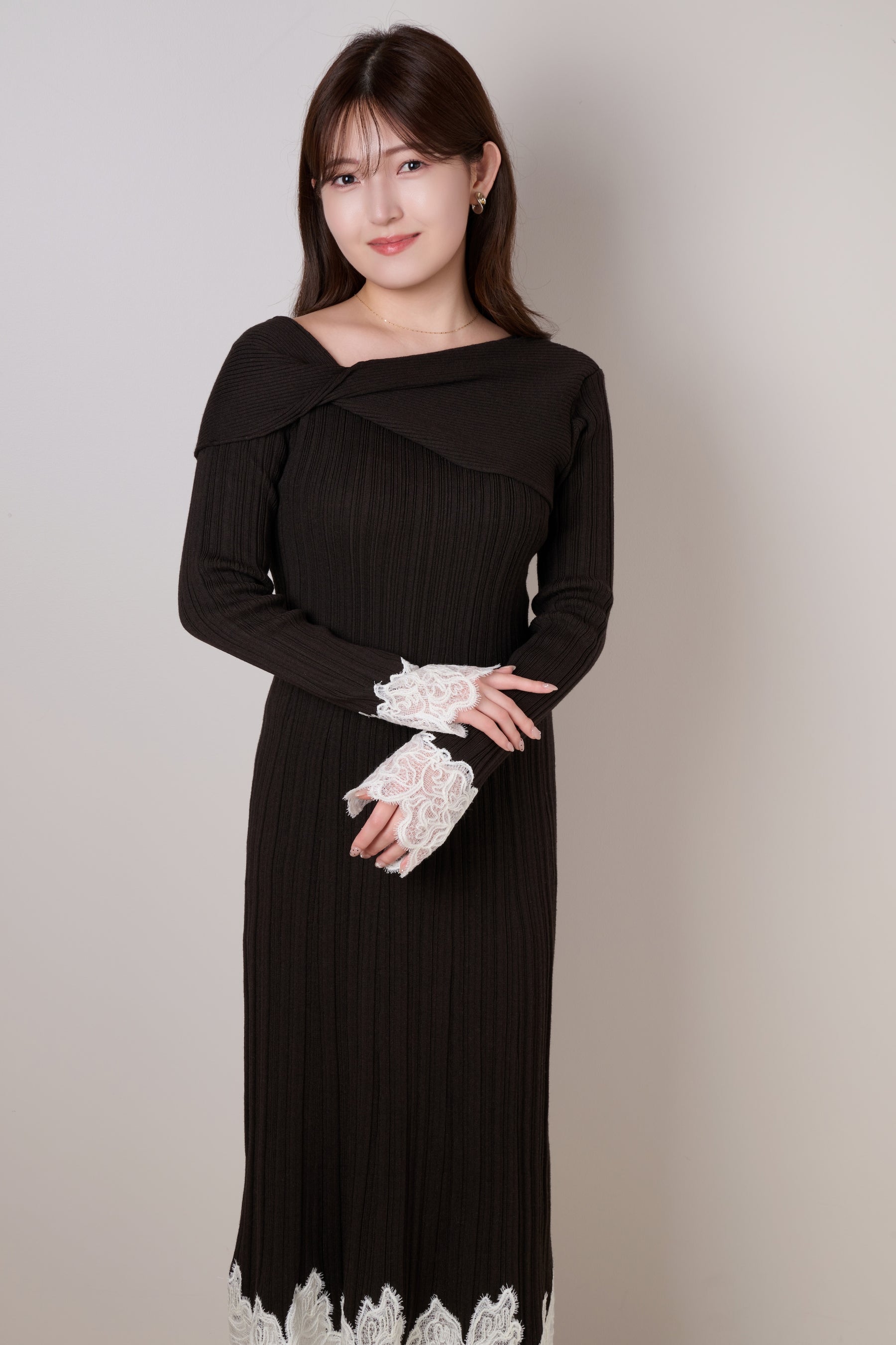 Tullia Lace-Hem Knit Dress
