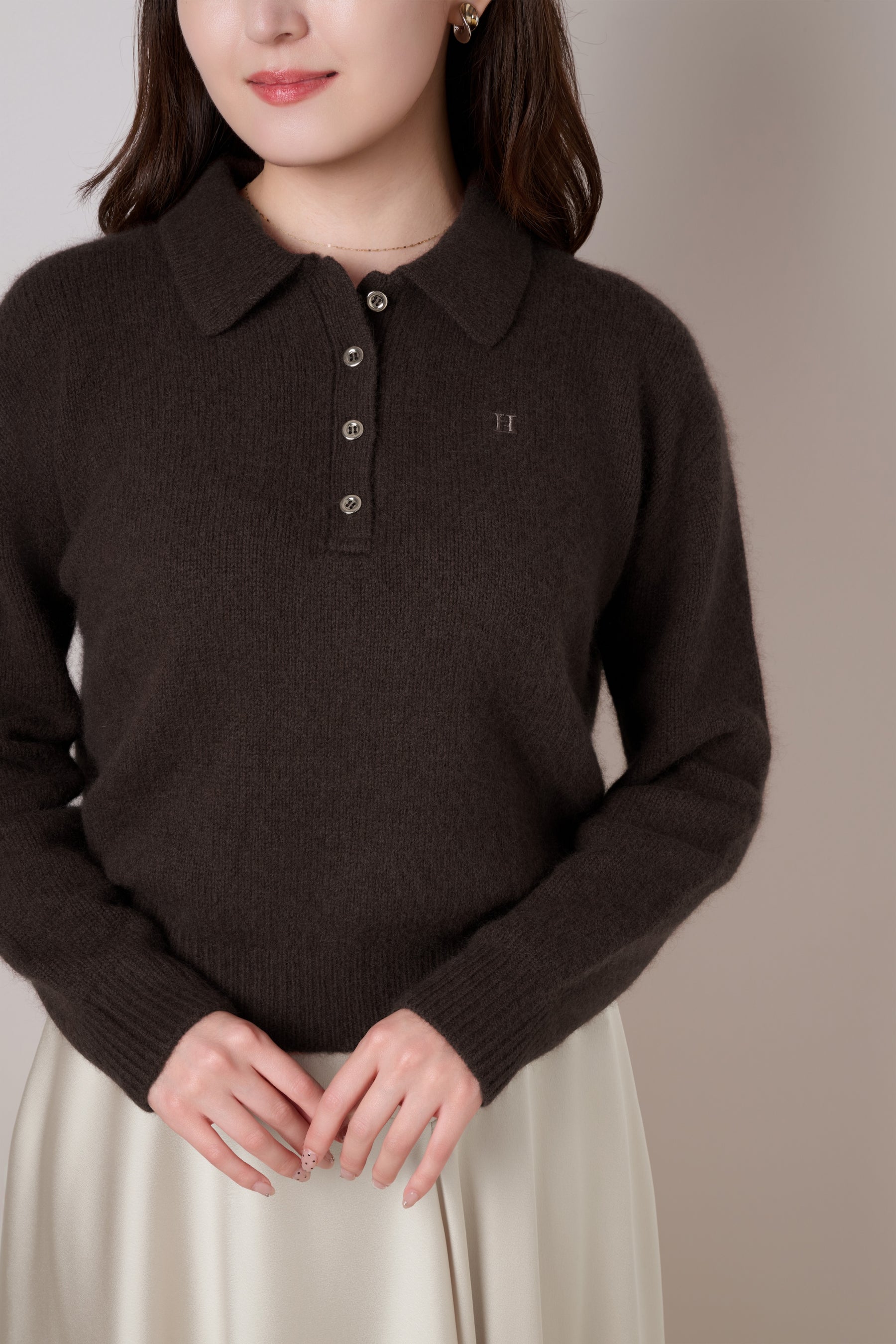 Classic H Logo Knit Polo Top
