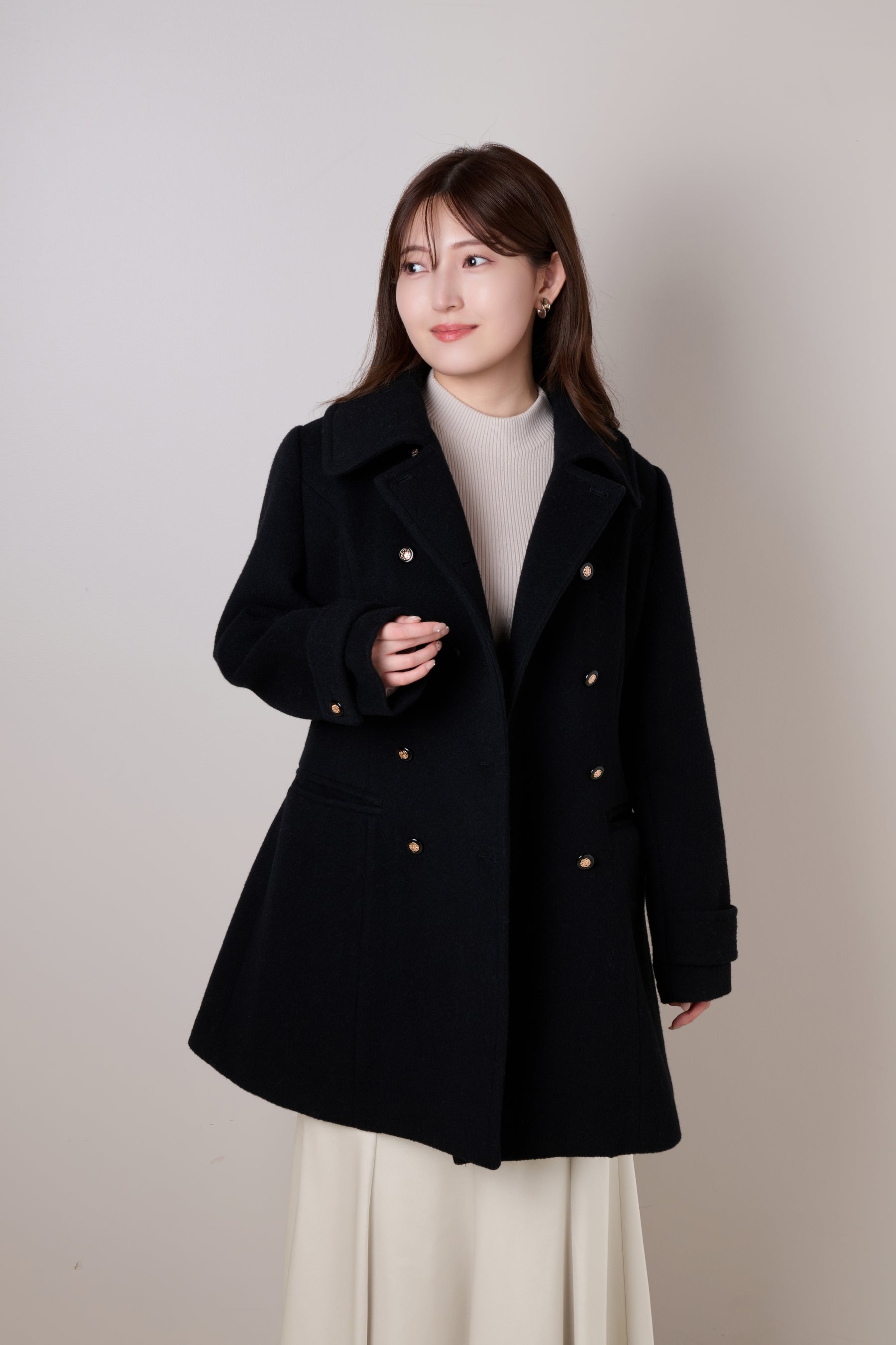 Wool-Blend Tailored Peacoat