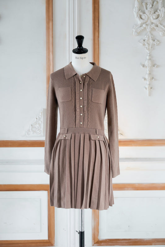 【10月中旬発送】Margot Pleated Knit Mini Dress