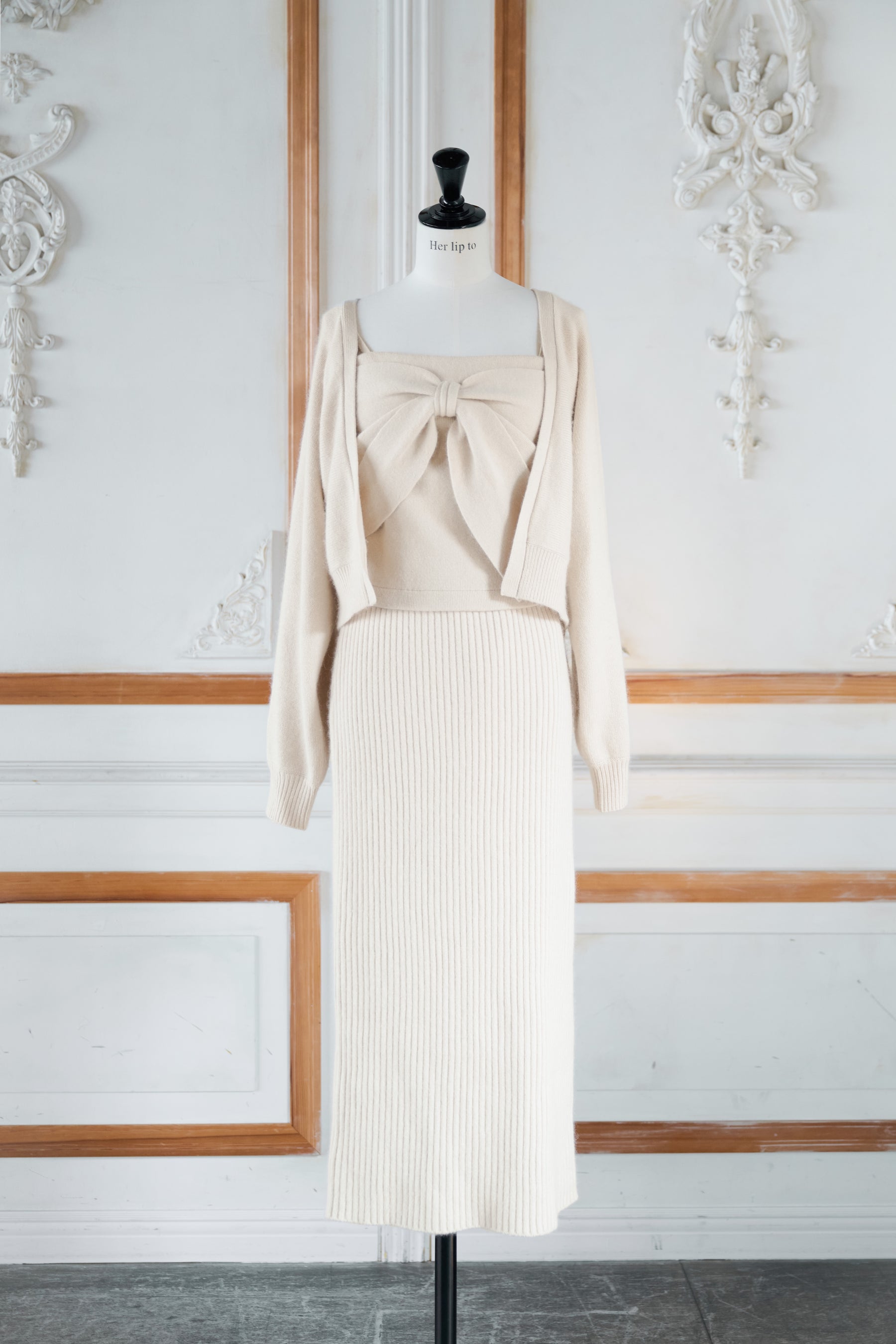 【10月中旬発送】Lydie Ribbon-Tie Knit Ensemble