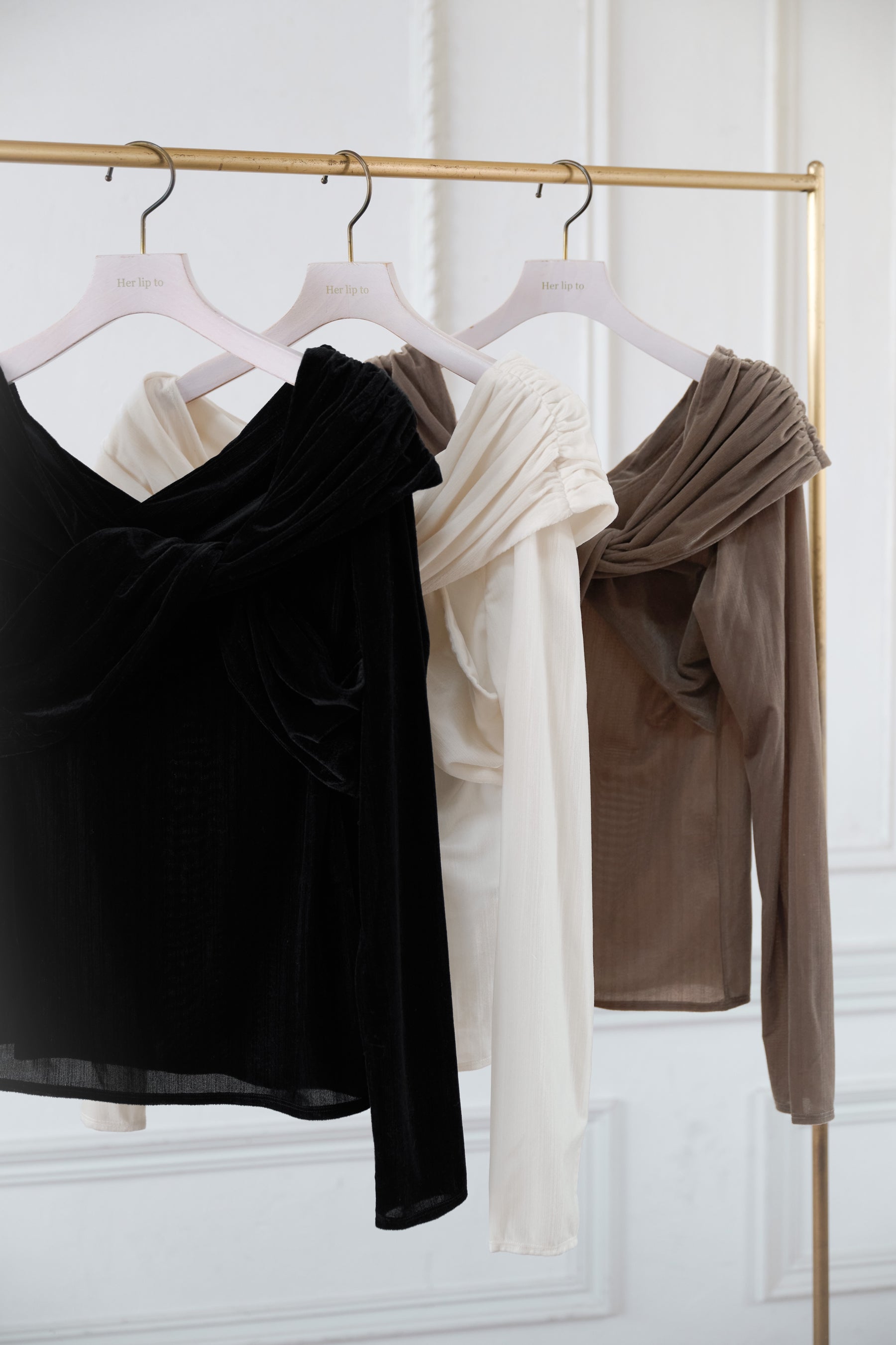 Twisted Gathered Velour Top
