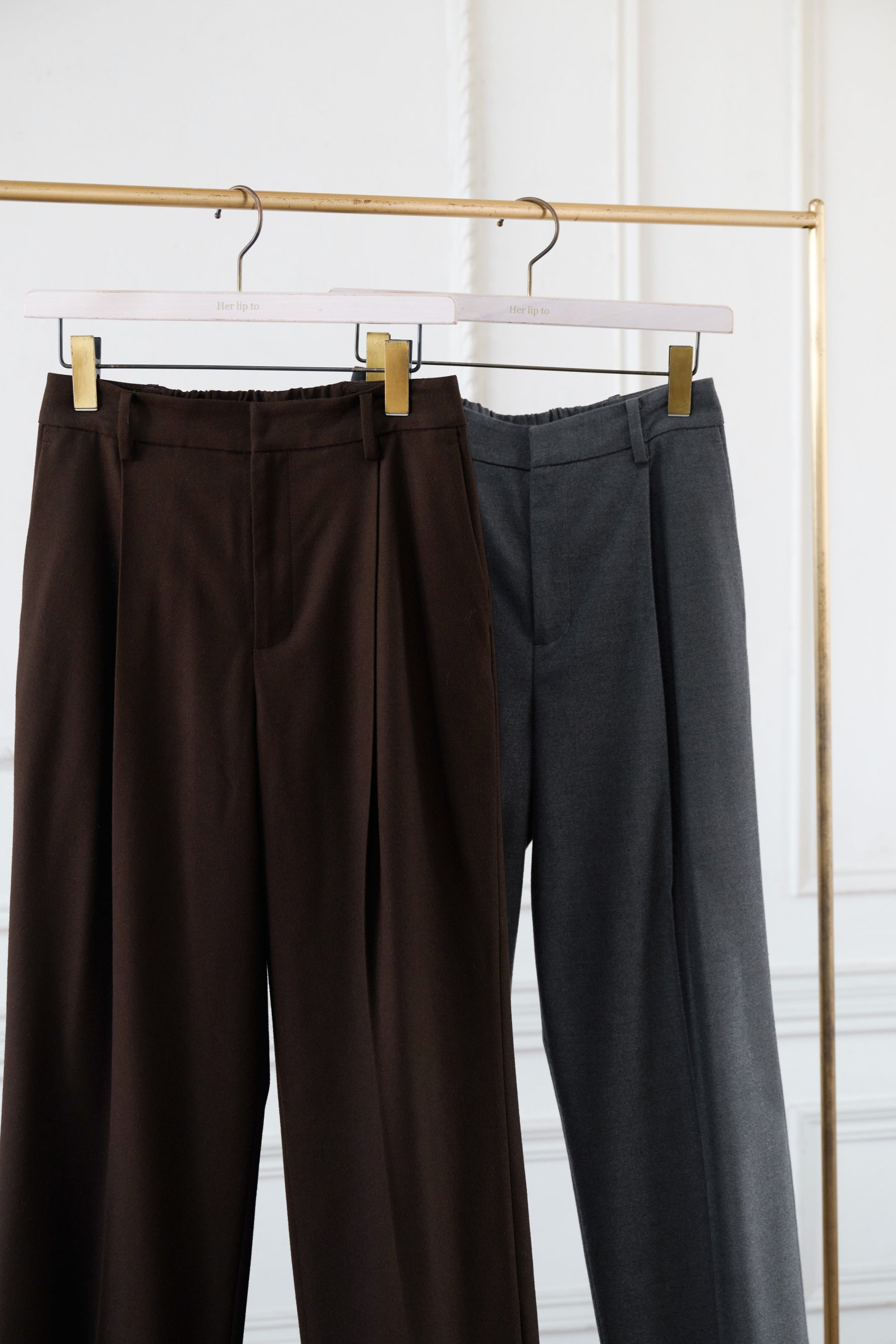 Romy Wool-Blend Tuck Pants